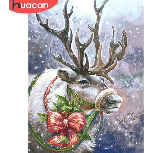 HUACAN 5D DIY Diamond Painting Christmas Deer Home Decor Full Square/Round Diamond Embroidery Animal Handmade Gift