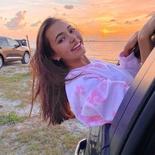 B-TOTO Tide Brand American Retro Pink Tie-dye Hoodless Sweater Women Ins European And American Streets