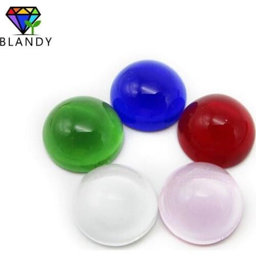 Free Shipping 50pcs/lot 10mm Round Shape Cabochon Flat Bottom Glass Beads Synthetic Stone for Jewelry Making