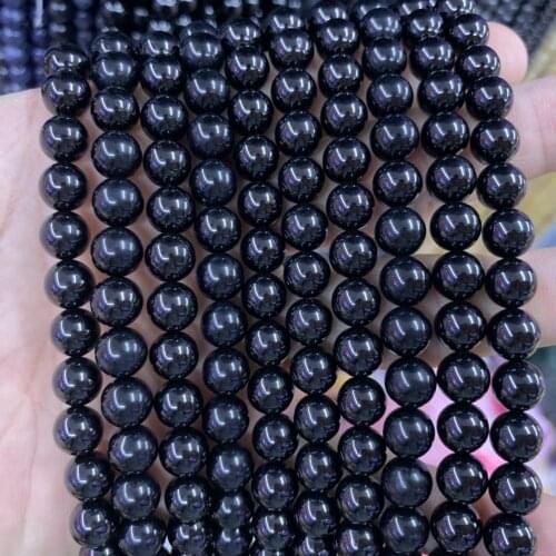 6mm 8mm 10mm black Spinel stone beads natural gemstone beads DIY loose beads for jewelry making strand 15" wholesale
