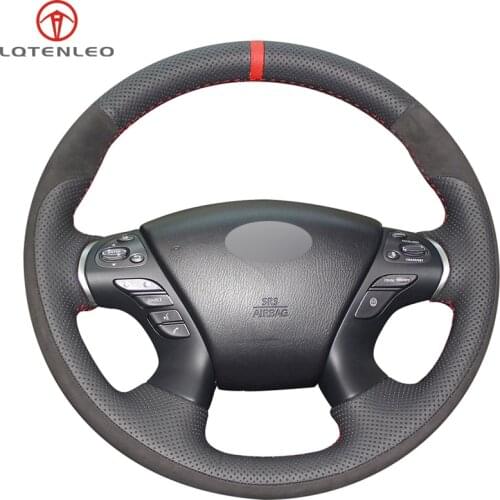 Black Genuine Leather Suede DIY Car Steering Wheel Cover For Infiniti JX35 M M25 M35 M37 M56 Q70 QX60 Nissan Murano Pathfinder