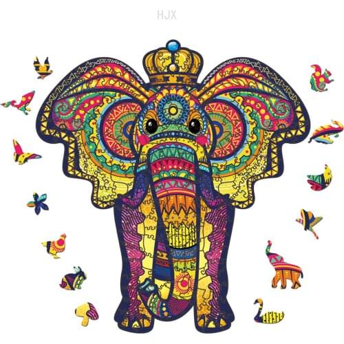Elephant Wooden Toys Jigsaw Board Puzzle Animal Puzzles Stress Relief Wood Toy for Kids Boys Girls Children Adults Birthday Gift