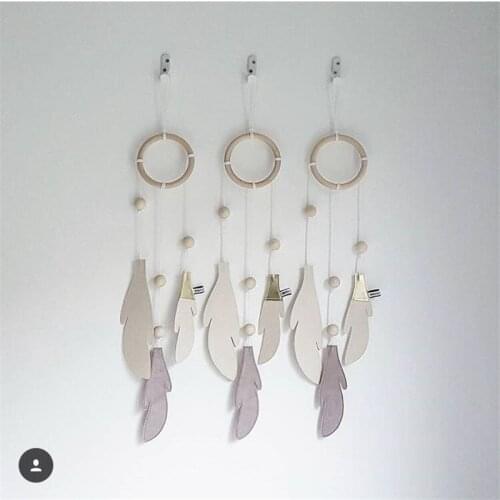 Nordic Style Wooden Feather Hollow Dreamcatcher Pendant Wall Hanging Curtains For Kids Room Decorations Ornaments Nursery Props