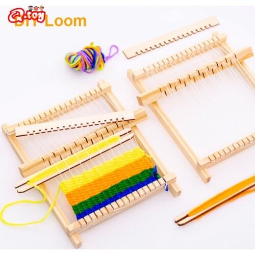Wooden Weaving Craft Yarn Little Loom DIY Wool Knitting Machine Kids Educational Montessori Toys for Children Materials Kits Fun