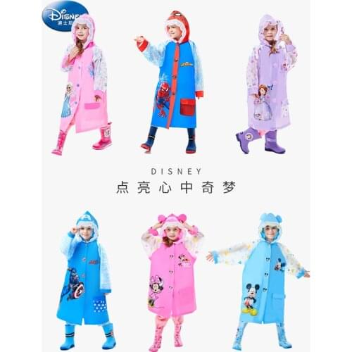 Disney Children Raincoat Girl Boy Kindergarten Pupil with Bag Place Poncho Baby Children School Raincoat
