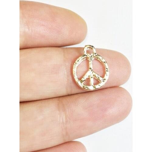 Eruifa 20pcs 12mm Hammer Peace Sign Zinc alloy Charms Finding Pendant Necklace Gold Jewelry handmade DIY 2 colors