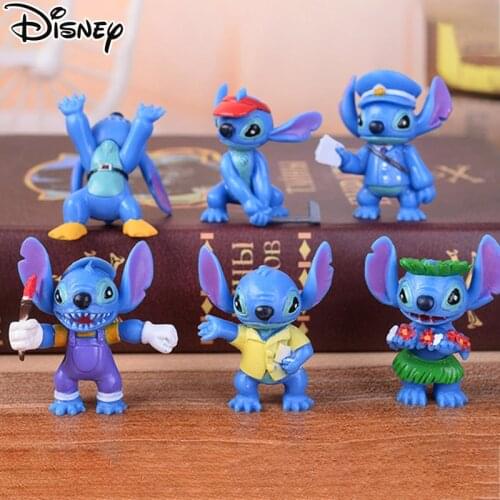 Disney Action Figures Toy Lilo&stitch Doll Pumpkin Bouquet Stitch Micro Landscape Doll Decoration Gift Cute Car Cake Accessories