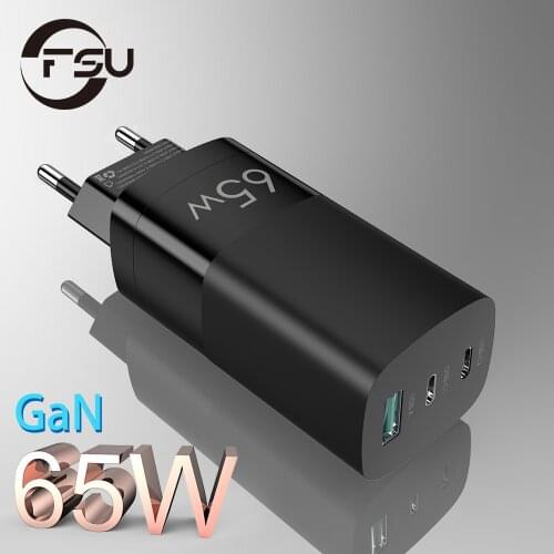 FSU 65W GaN Charger Quick Charge 3.0 Type C PD USB Charger with QC 3.0 Portable Fast Charger For Xiaomi Laptop US Plug EU Plug