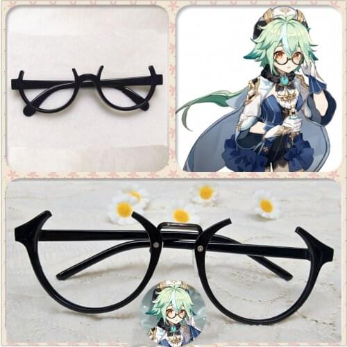 Genshin Impact Sucrose Cosplay Glasses Round Eyeglasses Halloween Carnival Cosplay Costume Accessories