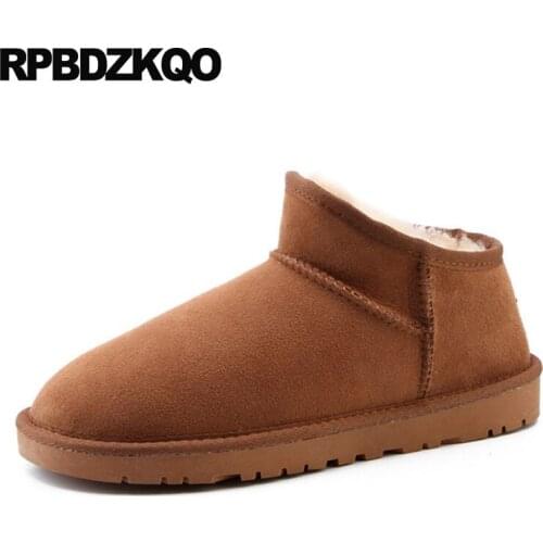 Camouflage high quality real fur boots men australian genuine leather snow sheepskin winter suede booties slip on shoes luxury