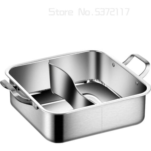 Hot pot cooker #304 Stainless steel 2 Grid Stock Soup Hot pot thickening induction cooker special Fondue