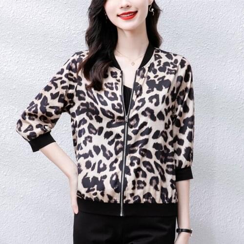 Korean Coats Women Silk Leopard Jackets for Women Winter Office Lady White Jacket Loose Jacket Women