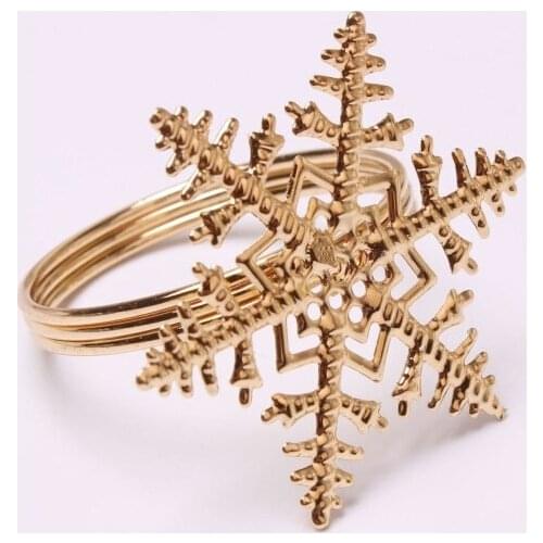 Metal Christmas Snowflake Napkin Ring Plating Gold Napkin Ring Western Table Decoration For Christmas Hotel Wedding Banquet