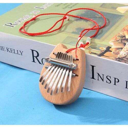 Mini 8 Keys Kalimba Mahogany Thumb Piano w/ Lanyard Percussion Instrument Percussion Instrument Finger Piano Musical Instrument