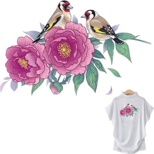 Cartoon Bird Thermal Transfer Flower Hoodies Tops Vinyl A-Level Washable Diy Thermal Press Angel Wings Patch