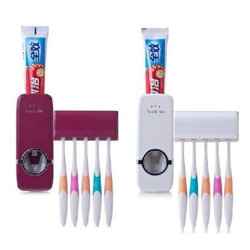 Bathroom Accessories Set Tooth Brush Holder Automatic Toothpaste Dispenser Holder Toothbrush Wall Mount Rack Bathroom Tools Set
