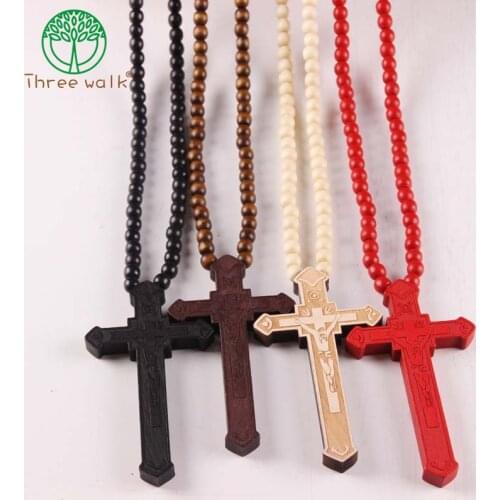 Further reductions Cross Pendant Good Wood Hip-Hop Wooden 4 colors Fashion Men Women Necklace Cross