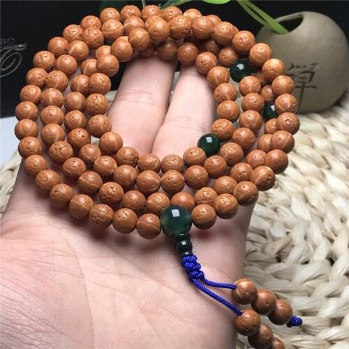 New Design Polished 108 Beads Mala Bracelet 8mm Toothless Dragon Scale Rudraksha Buddhist Rosary Beads Necklace Yoga Meditation