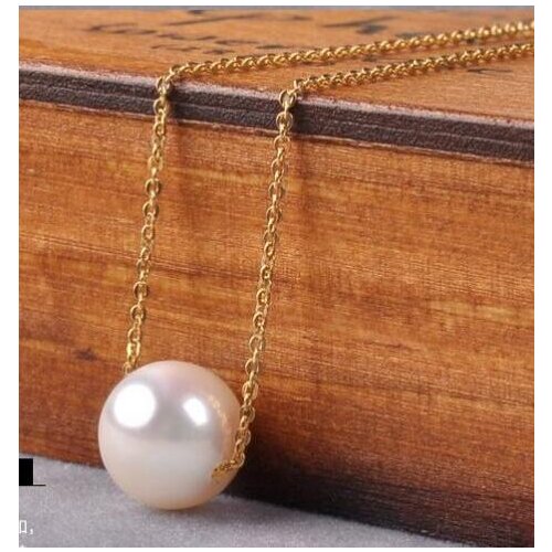>>>>noble jewelry huge 12-13mmAAA south sea natural white pearl pendant 14k chain
