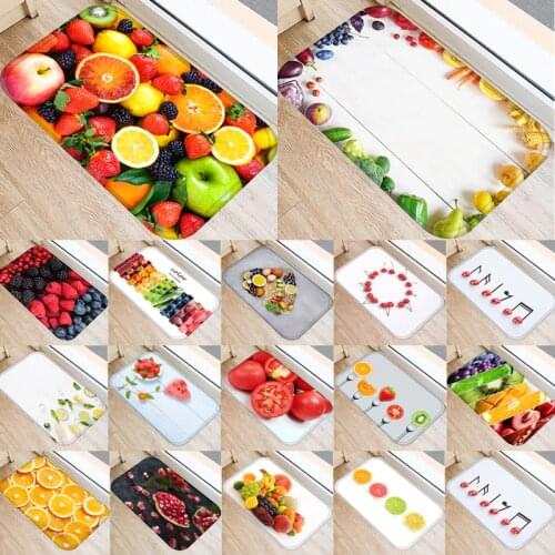 1pcs 40*60cm Fruit Strawberry Pattern Anti-Slip Suede Carpet Door Mat Doormat Outdoor Kitchen Living Room Floor Mat Rug 48291