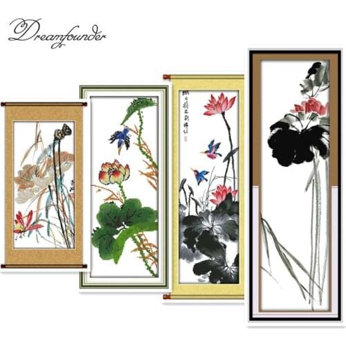 Reflect day lotus cross stitch kit aida 14ct 11ct count printed canvas stitches embroidery DIY handmade needlework