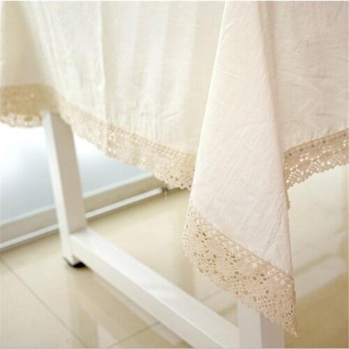 Natural Plain Color Cotton Linen Tablecloth Dust-Proof Coffee Table Cover Towel