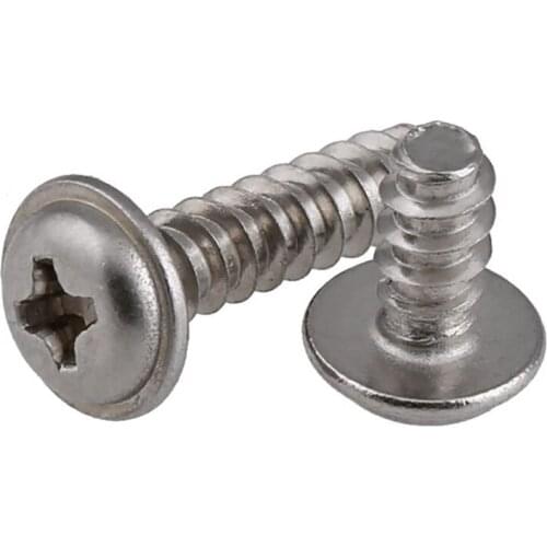 50PCS M2-M5 A2 Stainless Steel Round Head With Washer Self-Tapping Flat Screw Pan Head Screw Bolt