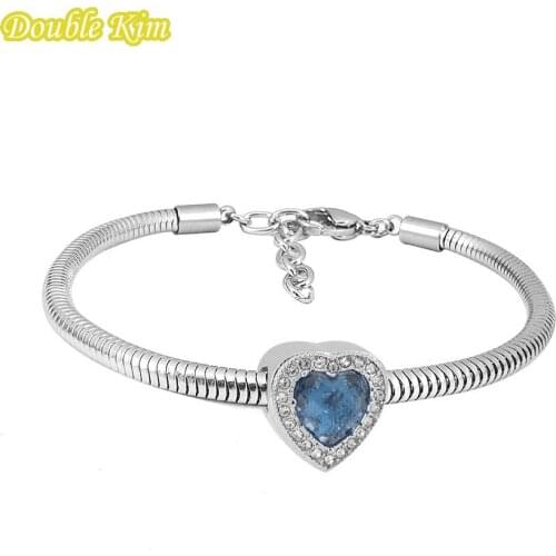 Heart Shaped Pendant Charm Bracelet Bangle Titanium Stainless Steel Fashion for Women Classic Trendy Jewelry DIY Pulsera Gift