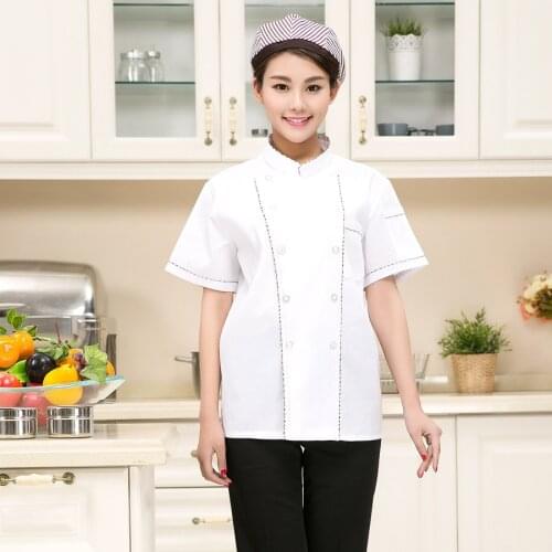 1 piece high quality Chef Uniform,Unisex short sleeve Chef white Top Jackets,Kitchen Work Wear,Food Services Cooking clothes