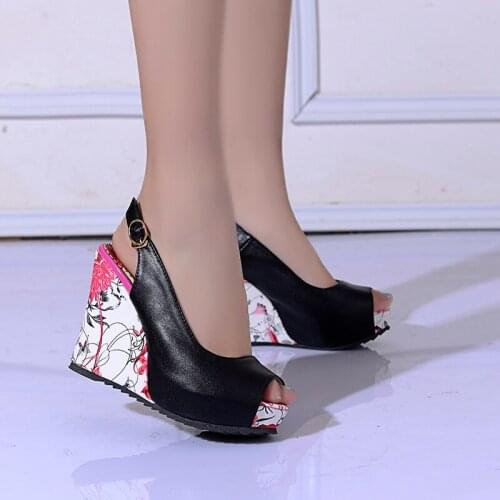 2021 New Wedges Women Sandals Buckle Strap Peep Toe Sandals Female High Heels With Platforms Sandals Womens Spring Shoes