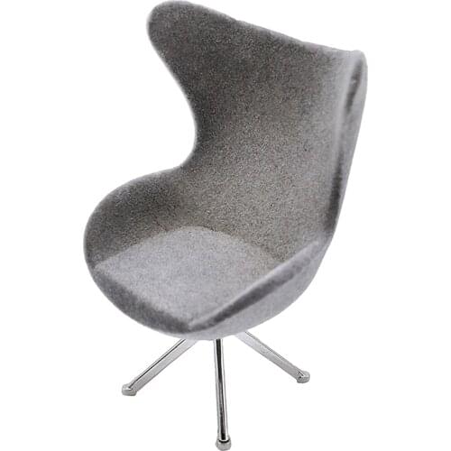 1/12 Dolls House Mini Plastic Gray High Back Flocking Seat Chair Room Office Modern Furniture Toy