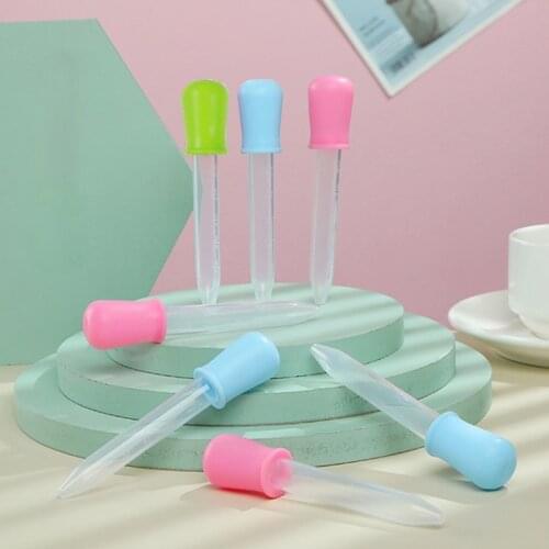 1pcs Clear Silicone Baby Medicine Feeder Dropper Graduated Pipette Liquid Food Dropper School Lab Supplies Random Color
