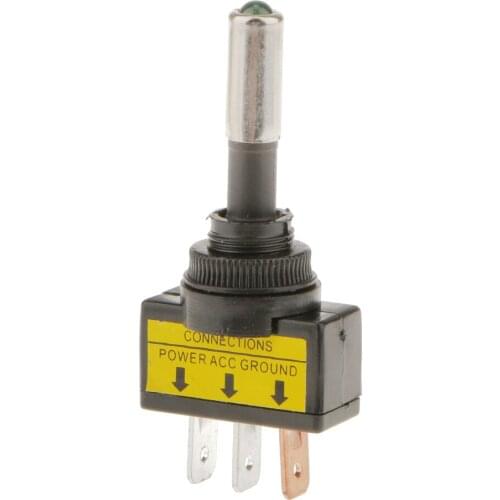 12v 20A 3 Pin Car Green Illuminated LED Light On/Off Toggle Flick Switch