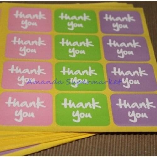 120pcs/lot 38*32mm 3 Colors Thank You Stickers DIY Hand Made For Gift Cake Baking Sealing Sticker