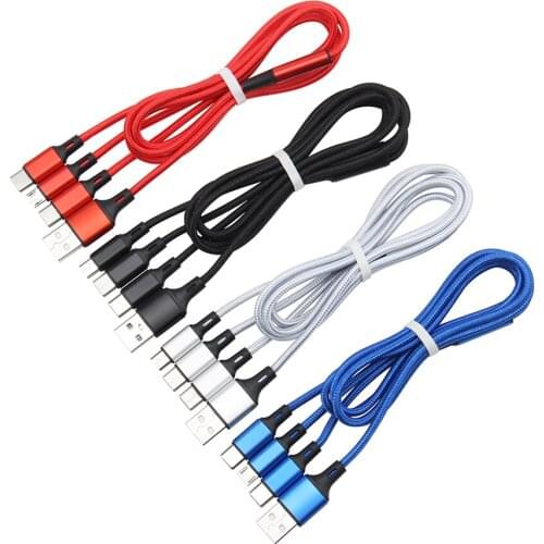 120cm 3 in 1 Cable For Android iPhone Type-C Mobile Phone Multi USB One Dragging Three Data Charge Cord Wire for Xiaomi Samsung