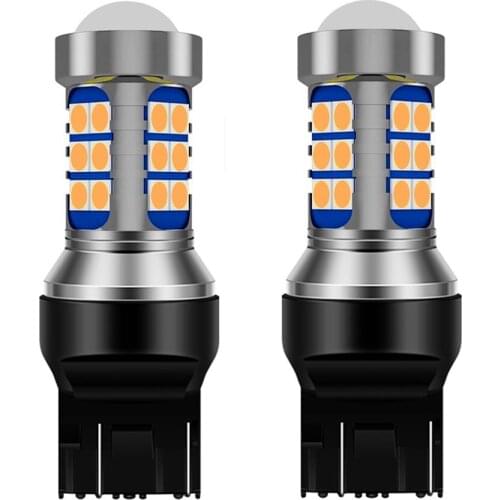 2Pcs T20 7443 W21/5W Super Bright 3030 LED Car Brake Bulbs Turn Signals Auto Daytime Running Light Parking Lamp Red White Yellow