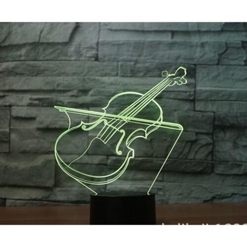 3D LED Night Light Musical Instruments Violin with 7 Colors Light for Home Decoration Lamp Amazing Visualization Optical