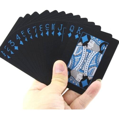 54pcs/set Waterproof PVC Playing Card Set Cool Black Classic Poker Solitaire Magic Tool