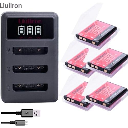 5x Li-40B LI-42B LI 40B 42B LI40B Batteries + LCD USB Charger for FUJIFILM NP-45 NP 45 NP45 NP 45A 45B 45S For Nikon EN-EL10
