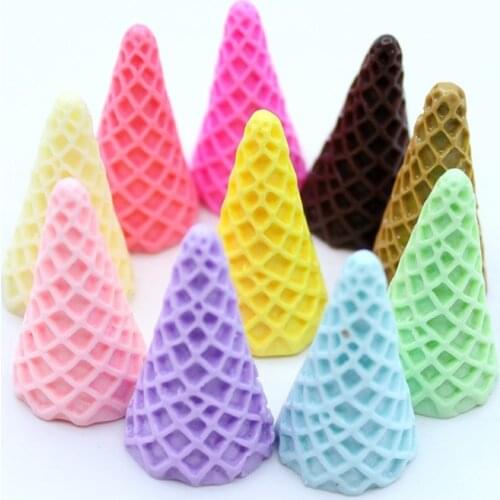 6pcs 20*37mm Cute Resin Summer Ice Cream Cone Charms Simulated Food Pendant For DIY Keychain Gift Jewelry Making