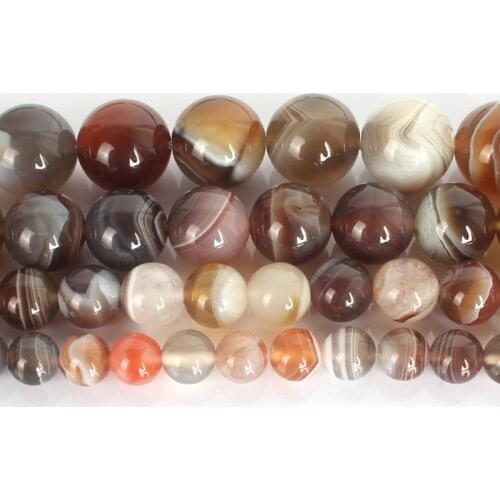 6/8/10/12mm Natural Botswana Sardonyx Agates Stone Beads Round Loose Stripe Beads for Accessories Jewellery Making DIY 15"
