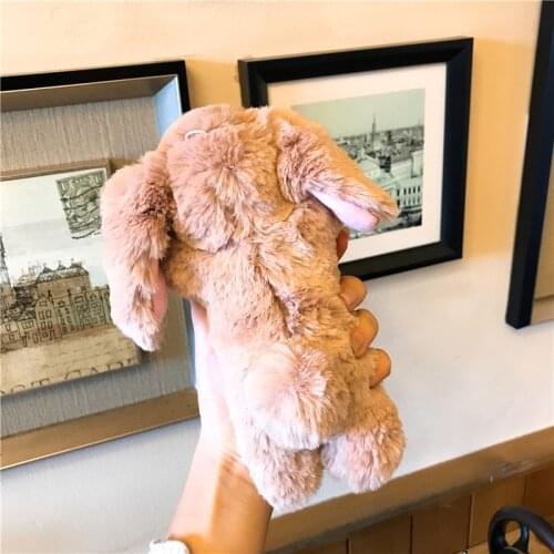 Case For iPhone 12 Pro Max 12 Mini SE 2020 11 Pro X XR XS Max 6 6s 7 8 Plus Rotation Holder 3D Rabbit Hair Furry Phone Case Capa