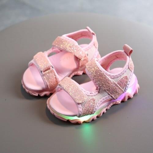 Baby Cute Sandals Shoes For Summer Children Sandals Kids Baby Girls Boys Sequins Bling Led Light Luminous Sport Sandals Shoes 20