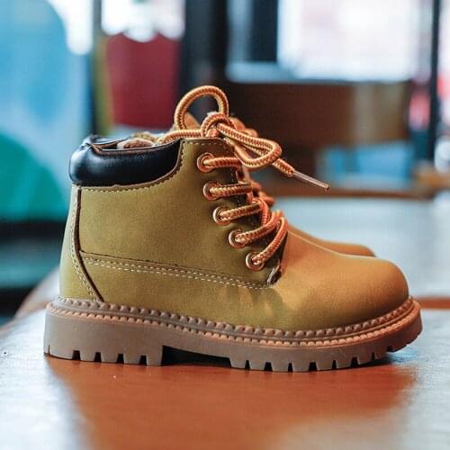 Children Martin Boots 2020 Autumn Winter Boys Girls Boots Non-slip Waterproof Zip Kids PU Leather Boots