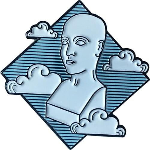 Head in the Clouds enamel pin phrenology badge brooch