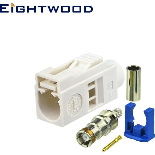 Eightwood Car Radio Antenna Connector Fakra B white /9001 Jack Female Crimp For RG316 RG174 LMR100 Cable Radio With Phantom