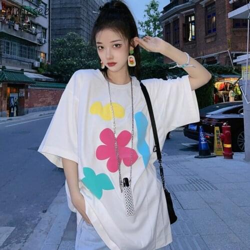 T-shirts Women Print O-Neck Harajuku Sweet Summer Loose Casual All-match Trendy Korean Version Gentle Ladies Tops Hot Sale Chic