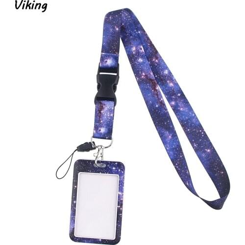 G1566 Starry sky Art Lanyard Keychain for keys Badge Mobile Phone Keyrings Women Men Neck Straps With DIY Card Cover