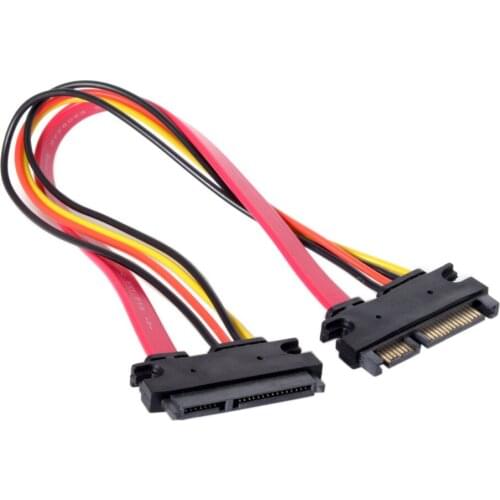 Chenyang SATA III 3.0 7+15 22 Pin SATA Male to Female Data Power Extension Cable 30cm Red Color