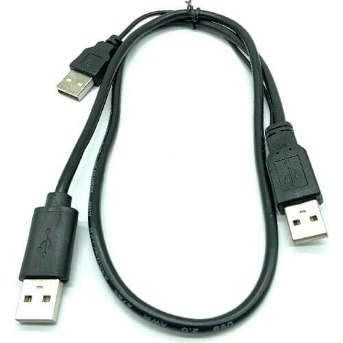 Black 70cm 0.7m 2ft USB2.0 USB 2.0 three A Type 3A Male HDD data power Y Cable For Mobile Hard Disk Drive HDD